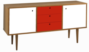 Buffet Vintage Amendoa 3 Portas Vermelho e Branco - 14203 - Sun House