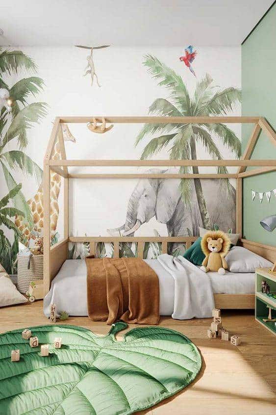 quarto estilo provençal com parede safari