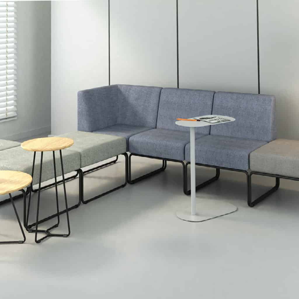 poltrona modular courino cinza claro base aco preto