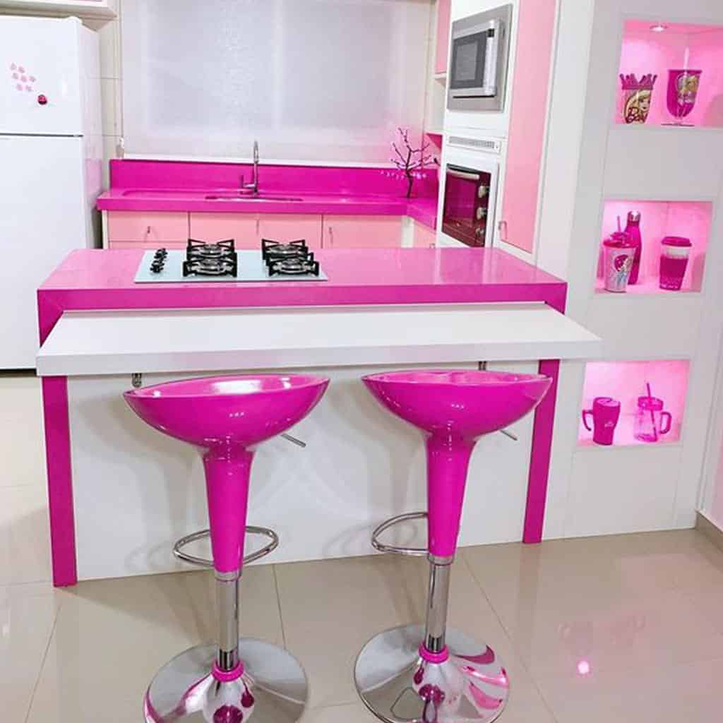 sala de jantar rosa